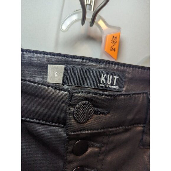 Kut From The Kloth Mia High Rise Skinny Coated Black Jeans Ladies 6 - Picture 5 of 16